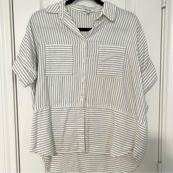 Madewell Tops - Madewell Flannel courier top XS black and white striped